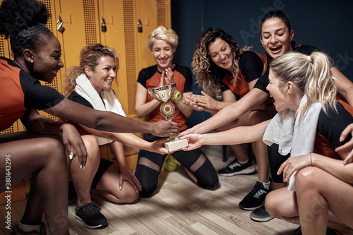 Female team celebrating the win