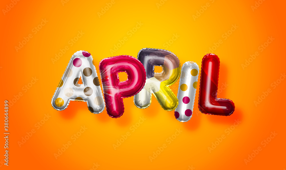 April female name, colorful letter balloons background April female name, colorful letter balloons background