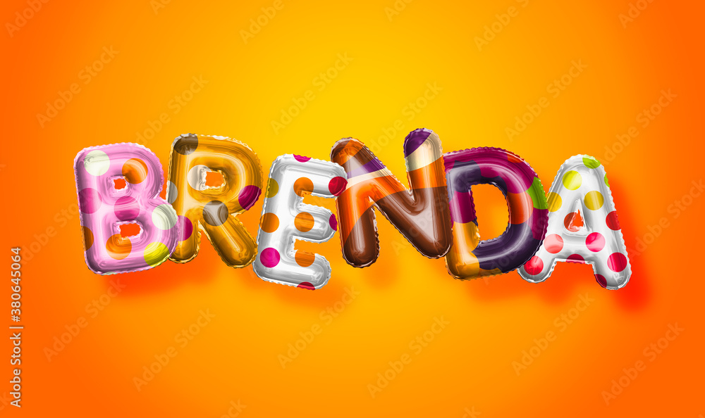 Brenda female name, colorful letter balloons background Brenda female name, colorful letter balloons background