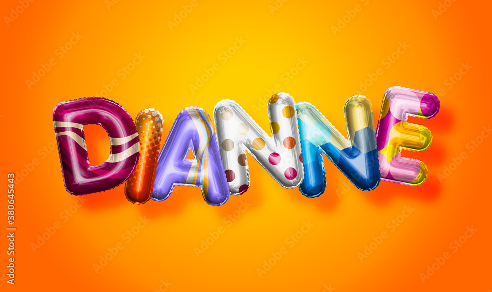 Dianne female name, colorful letter balloons background Dianne female name, colorful letter balloons background