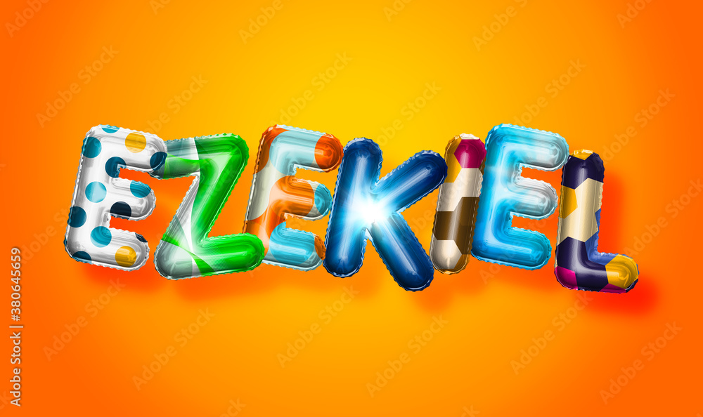 Ezekiel male name, colorful letter balloons background Ezekiel male name, colorful letter balloons background