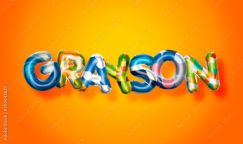 Grayson male name, colorful letter balloons background Grayson male name, colorful letter balloons background