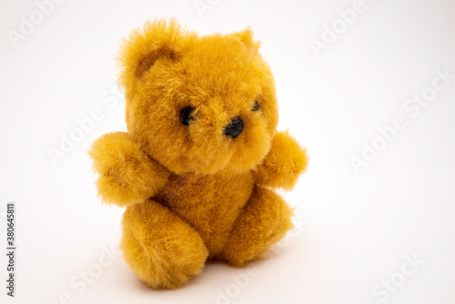 un petit ours brun en peluche © PL.TH