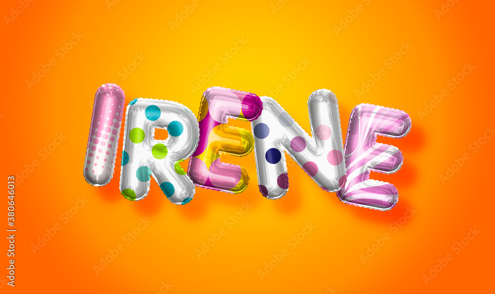 Irene female name, colorful letter balloons background Irene female name, colorful letter balloons background