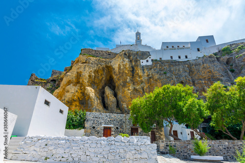 Fototapeta Naklejka Na Ścianę i Meble -  Mandraki Village street view in Nisyros Island. Nisyros Island is populer tourist destination on Aegean Sea.
