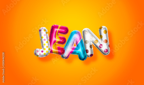 Jean female name, colorful letter balloons background