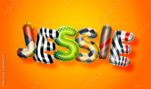 Foto Jessie male name, colorful letter balloons background