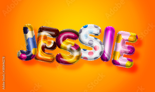 Foto Jessie female name, colorful letter balloons background