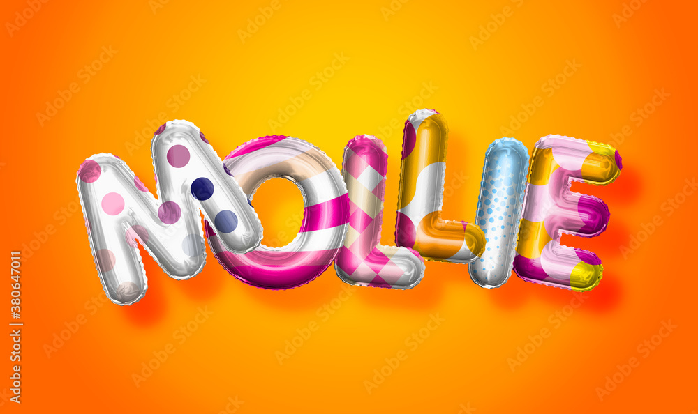 Mollie female name, colorful letter balloons background Mollie female name, colorful letter balloons background
