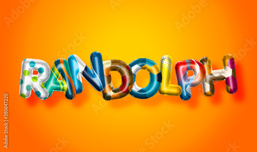 Randolph male name, colorful letter balloons background