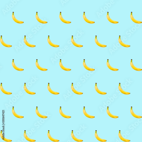Repeating banana flat lay pattern. Vector illustration.