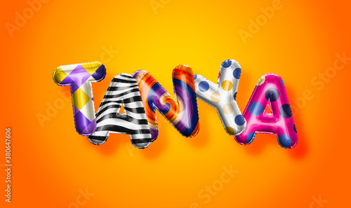 Foto Tanya female name, colorful letter balloons background