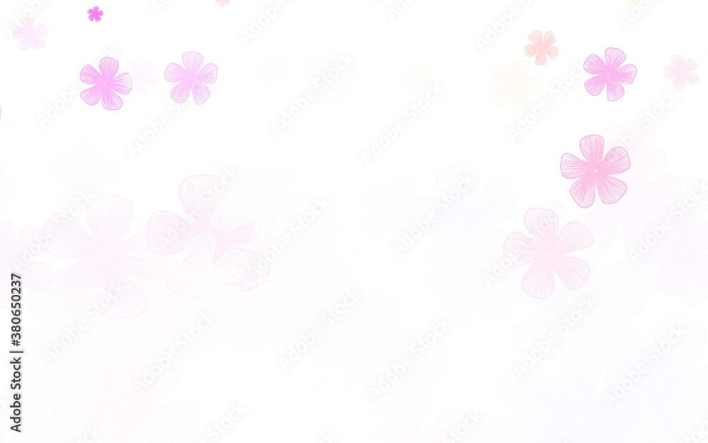 Light Pink, Yellow vector doodle backdrop with flowers.