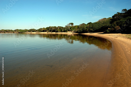 The freshwater lake and beach at Kosi Bay in the north of KwaZul