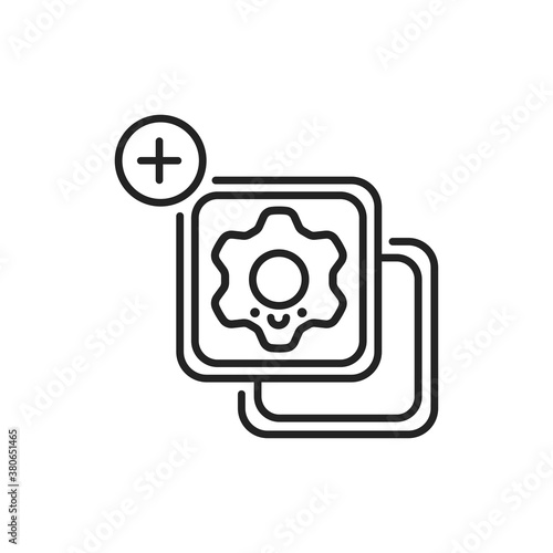 Widgets line black icon. SMM promotion. Sign for web page, mobile app, button, logo. Vector isolated element. Editable stroke