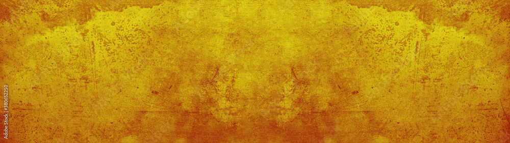 Abstract yellow watercolor painted old aged retro vintage paper texture background banner panorama