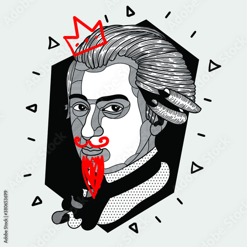Crazy red style. Wolfgang Amadeus Mozart.