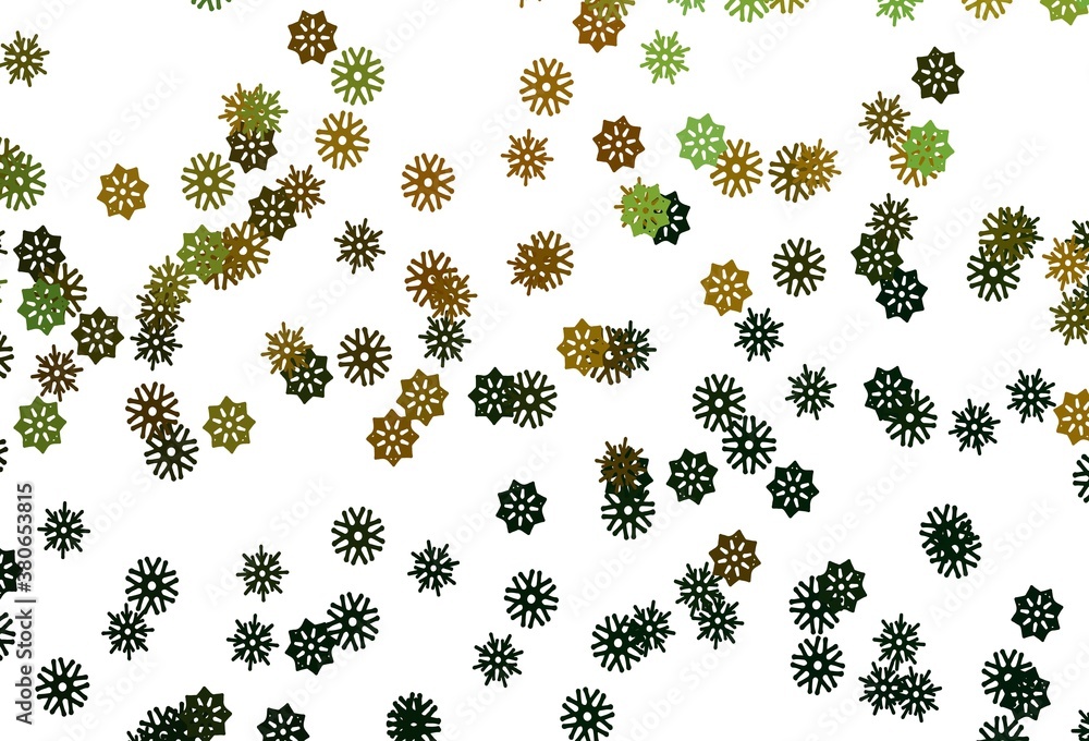 Light Green, Yellow vector template with ice snowflakes. Light Green, Yellow vector template with ice snowflakes.