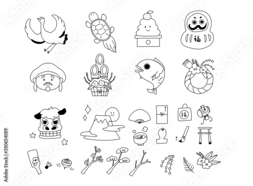 Icons that can be used for Japanese New Year, Lucky things