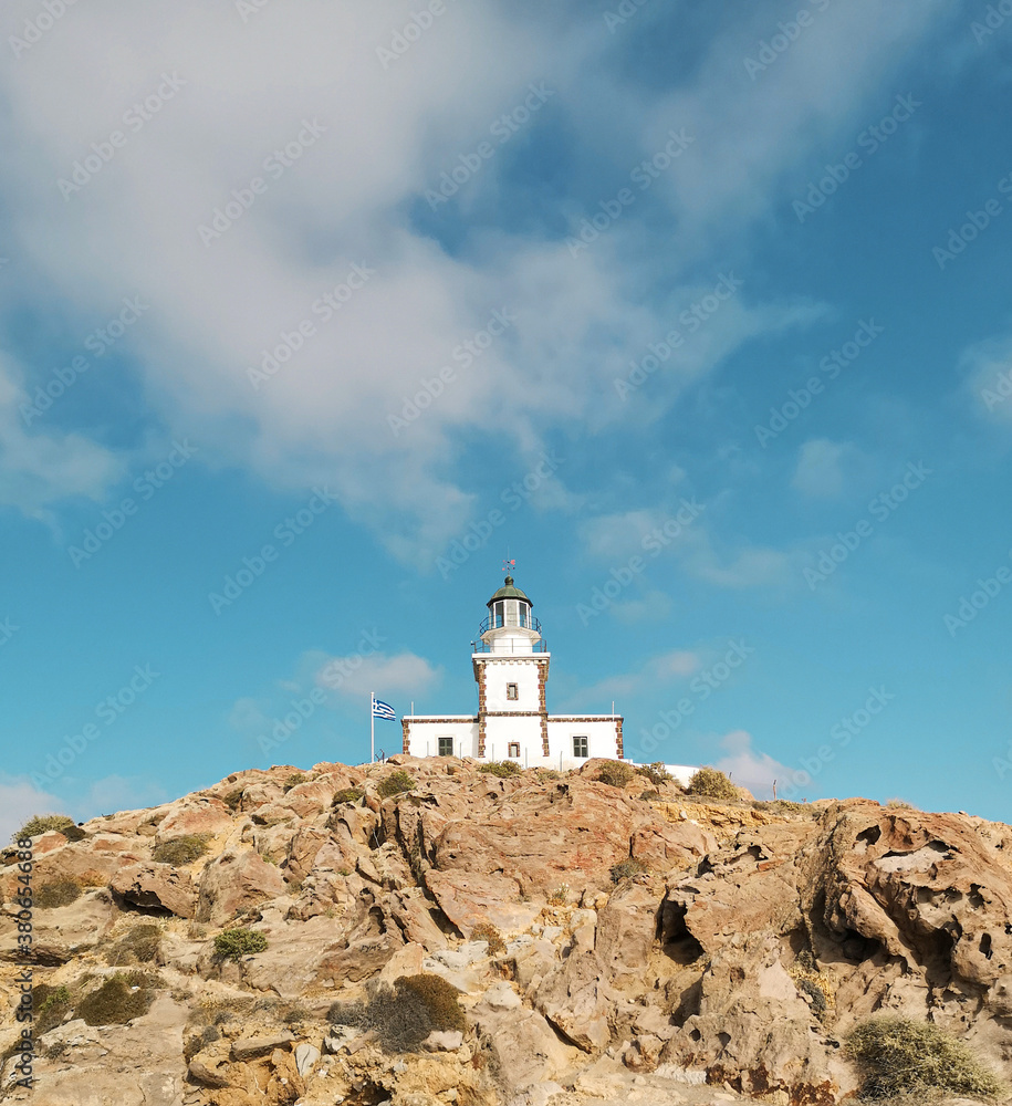 Lighthouse on the island of Santorini