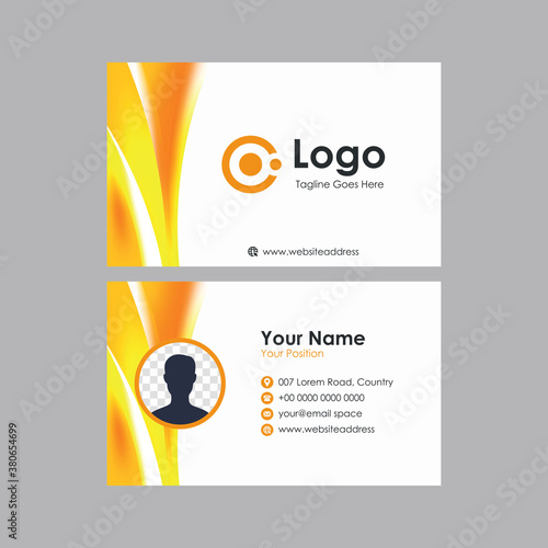 abstract smooth blurry business card with yellow orange mesh gradient design, professional stylish name card template vector