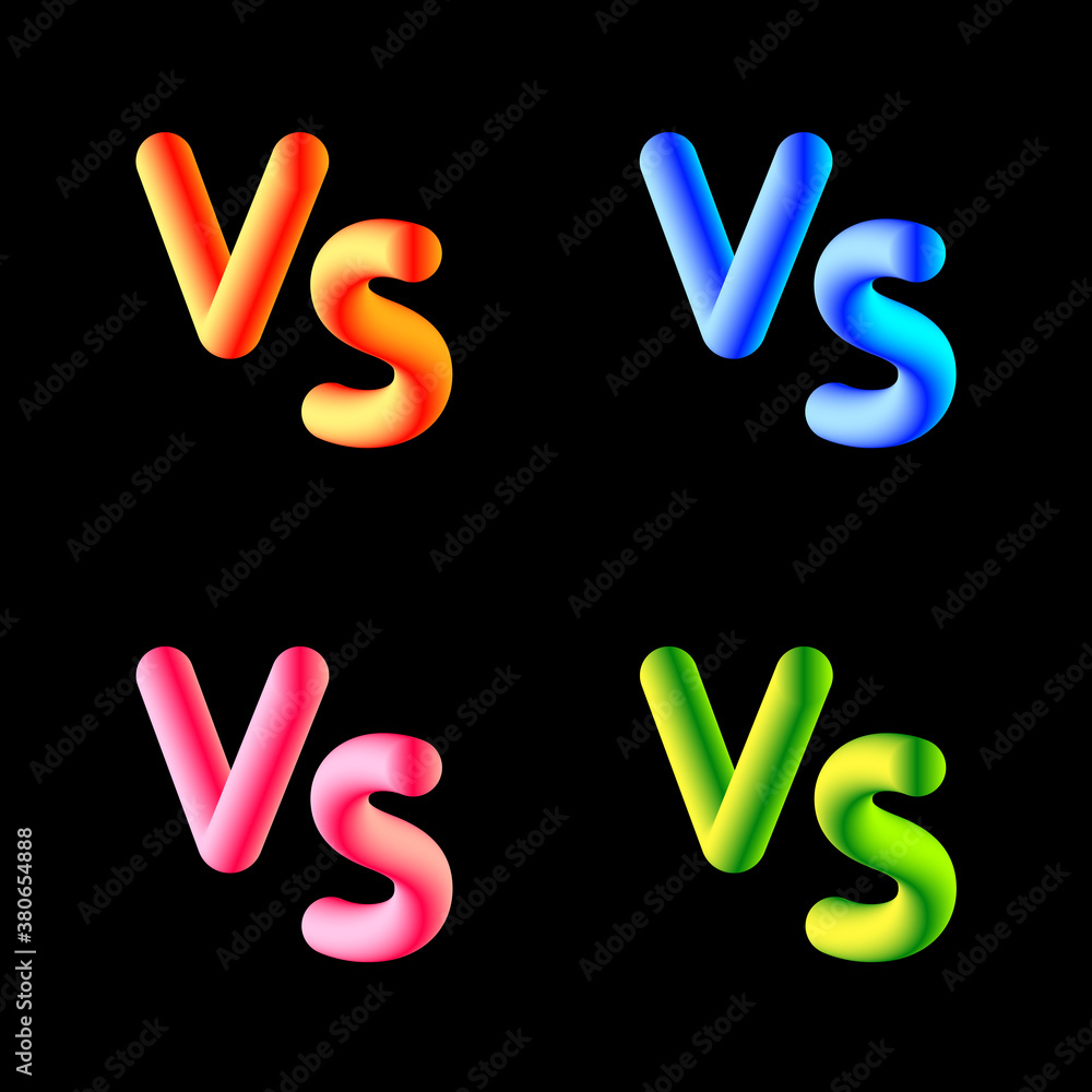 VS letters. Versus sign. Fight competition. Battle vs match. Game match