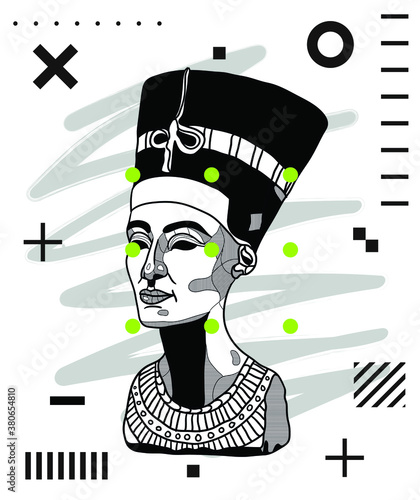 Modern geometric style with dots. Nefertiti.