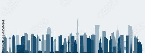 Abstract futuristic city sky with modern buildings vector wallpaper background. Vector illustration EPS 10.	
