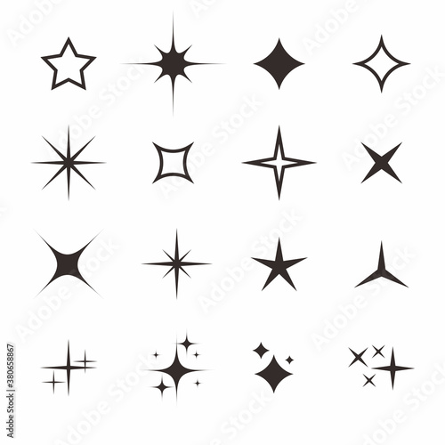 Set of Simple Assorted Star Shape Design, Collection of Flat Star Silhouette Template Vector