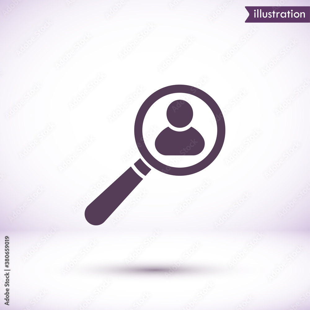 Magnifier with a man vector icon , lorem ipsum Flat design Magnifier with a man vector icon , lorem ipsum Flat design