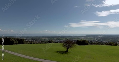 Lake Constance Landscape Aerial View on a Sunny Day near Markdorf. 4k photo