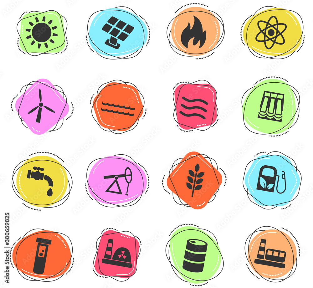 fuel and power icon set fuel and power icon set