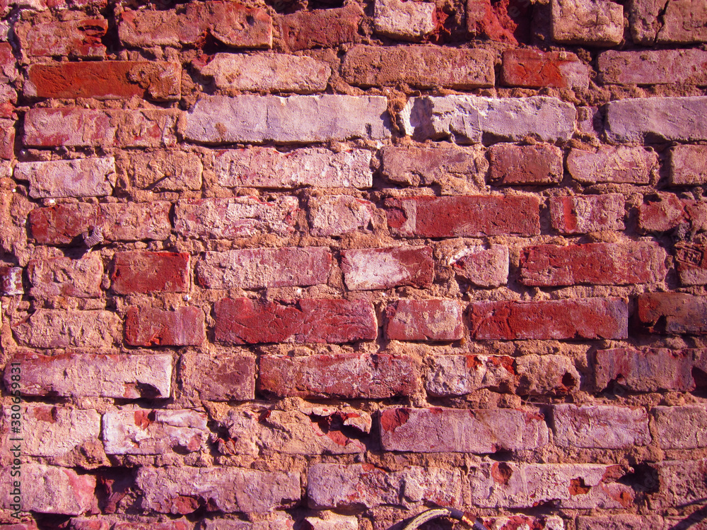 Old destroyed brick wall. red brick texture. Old destroyed brick wall. red brick texture.