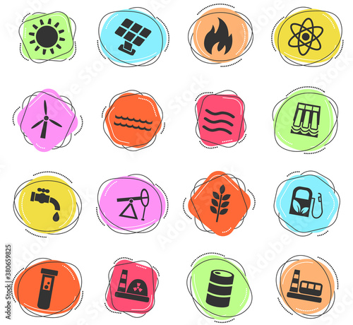 fuel and power icon set