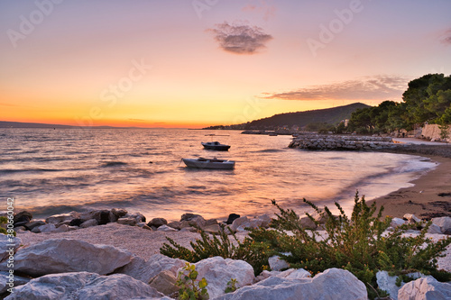 sunset on the beach in croatia