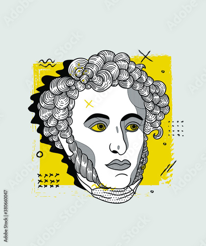Photos Creative geometric yellow style. Alexander Sergeyevich Pushkin.