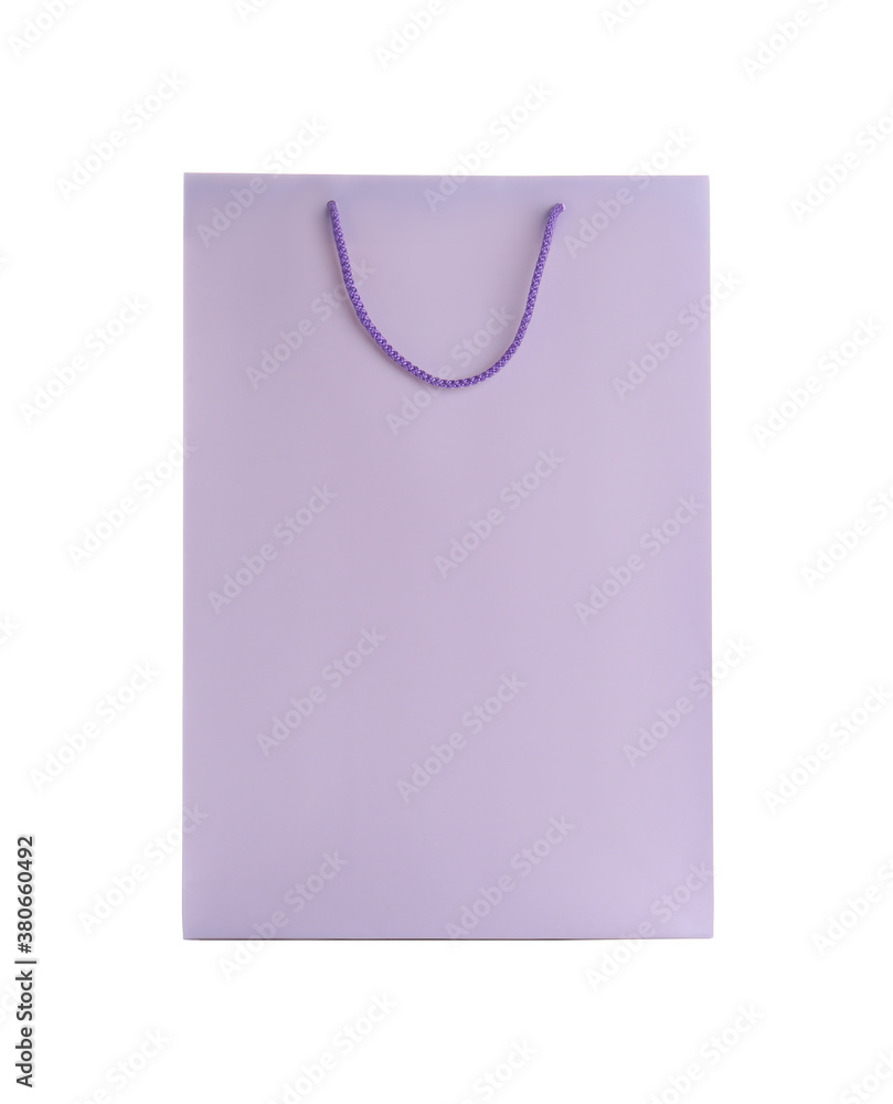 Lilac paper shopping bag isolated on white Lilac paper shopping bag isolated on white