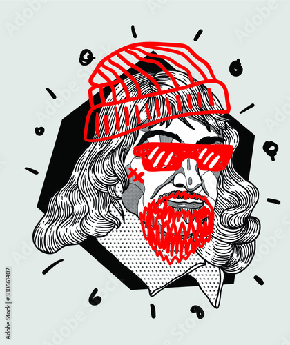 Crazy red style. Rene Descartes. 