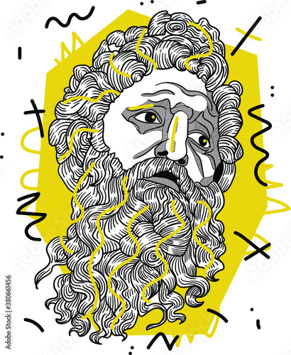Creative geometric yellow style. Zeus. Jupiter of Versailes.