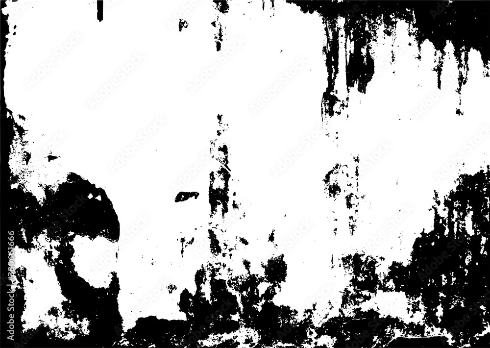 Obraz premium Vector grungy black isolated texture for your design. Dusty scratchy surface. Placard, brochure, packaging, illustration template, overlay, material design grunge texture
