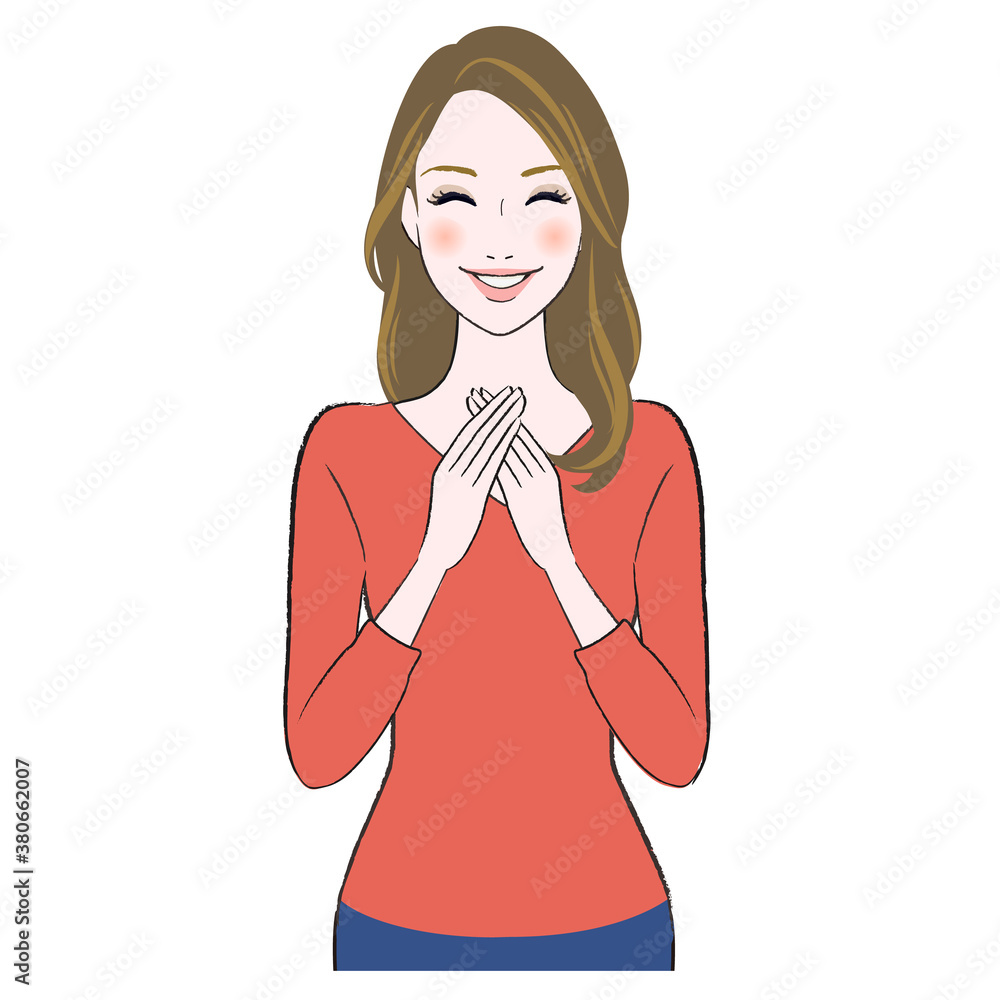 A illustration of happy beautiful woman smiling A illustration of happy beautiful woman smiling