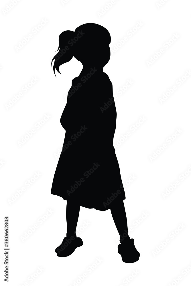Standing young girl silhouette vector Standing young girl silhouette vector