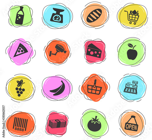 grocery store icon set