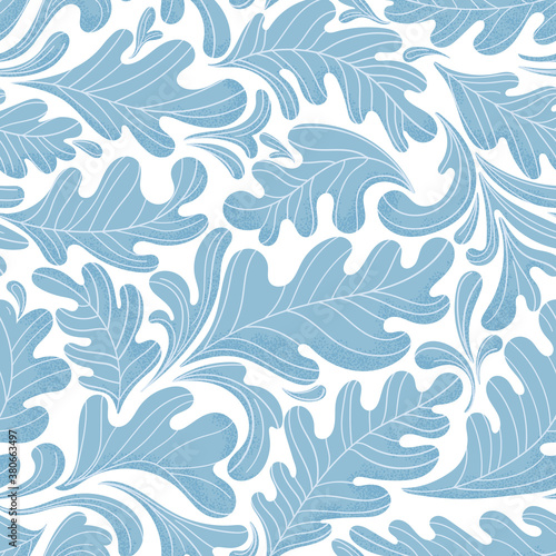 Vector leaf seamless abstract pattern in hand-drawn style. Design for wallpaper, textile printing