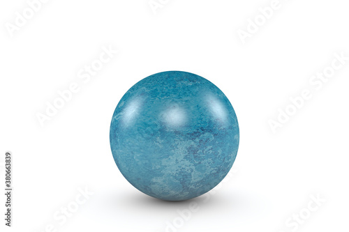 Stylized 3D bowling ball in blue on a white background