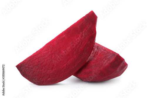 Cut fresh red beet isolated on white