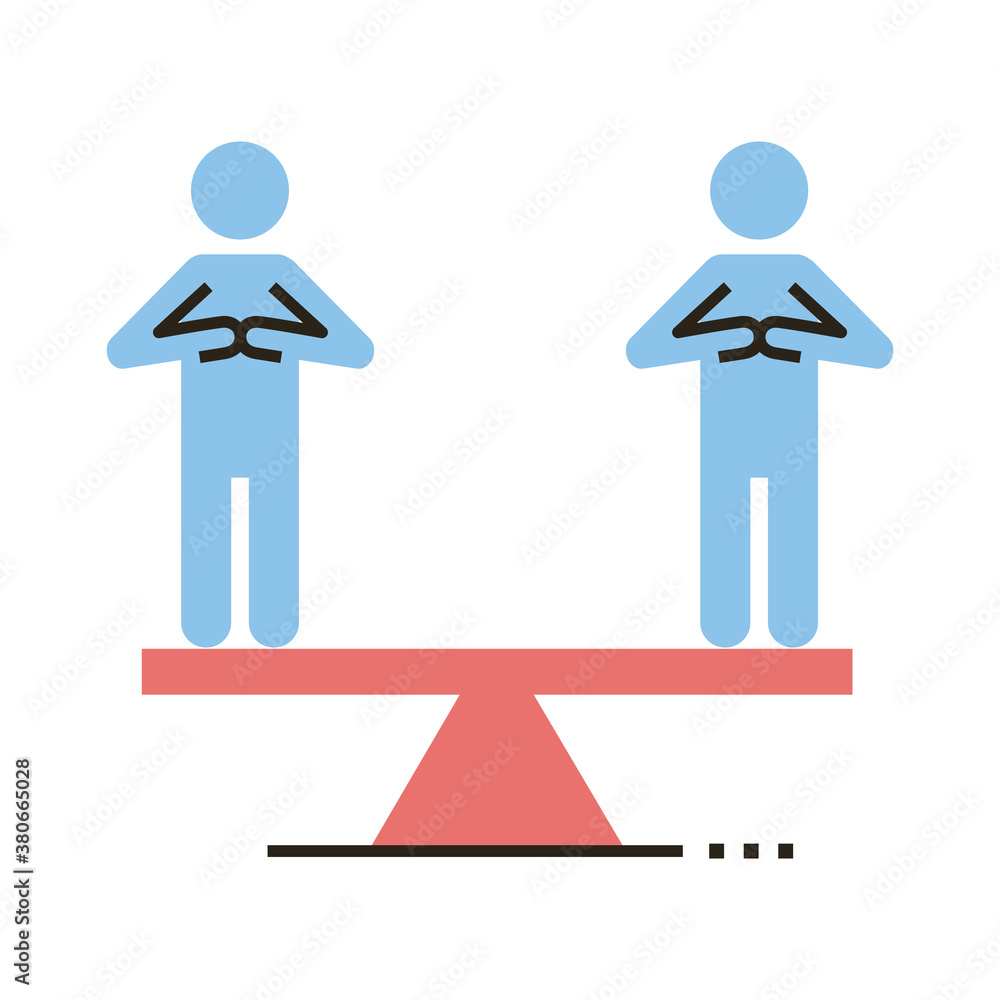 persons silhouettes in scale balance line and fill style icon persons silhouettes in scale balance line and fill style icon