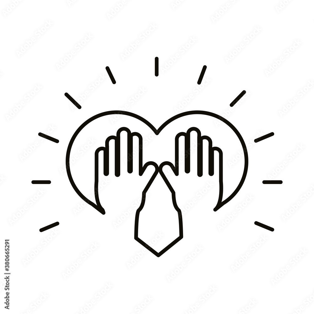 Fototapeta premium hands in heart love symbol line style icon