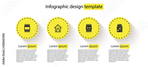 Set Bag of food, Dog house, for pet and . Business infographic template. Vector.