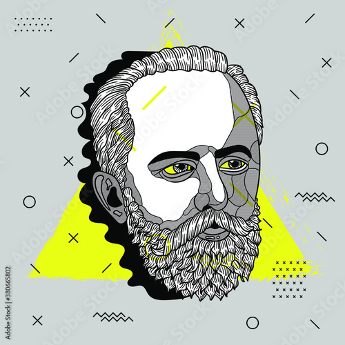 Creative geometric yellow style. Pyotr Ilyich Tchaikovsky. 